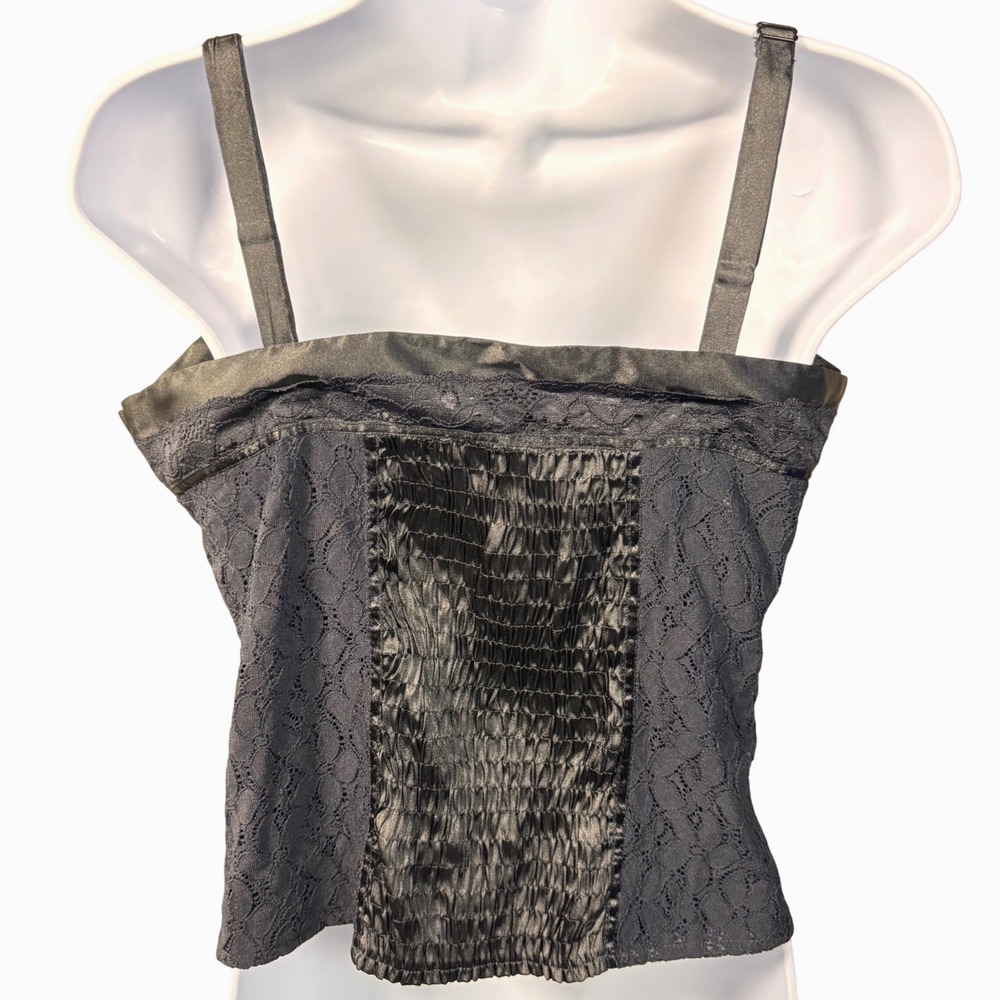 Black Lace Corset Style Top Bustier M Whimsigoth Dark Fairy Witch Goth - Picture 2 of 8